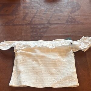 Wild Fable White Off-Shoulder Crop Top
